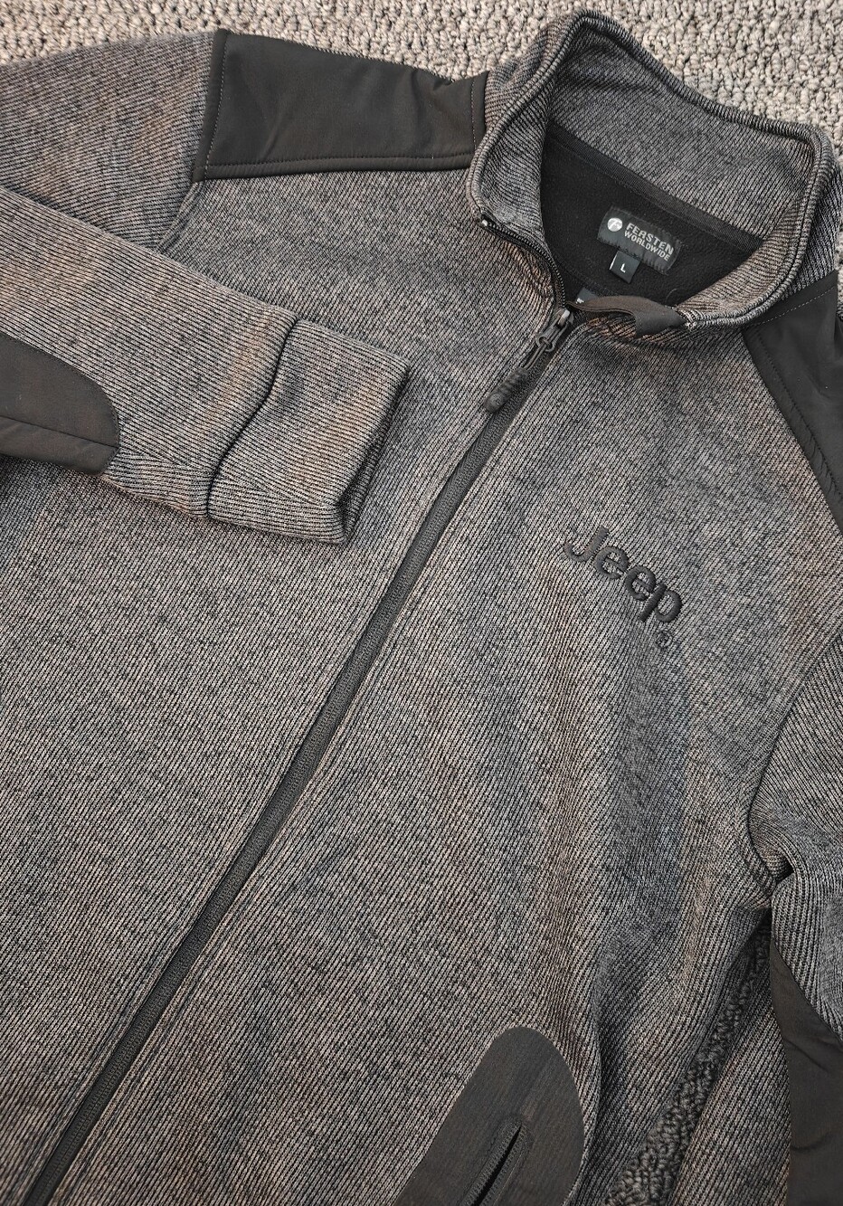 Jeep Men's Gray Full-Zip Knit Jacket Size L